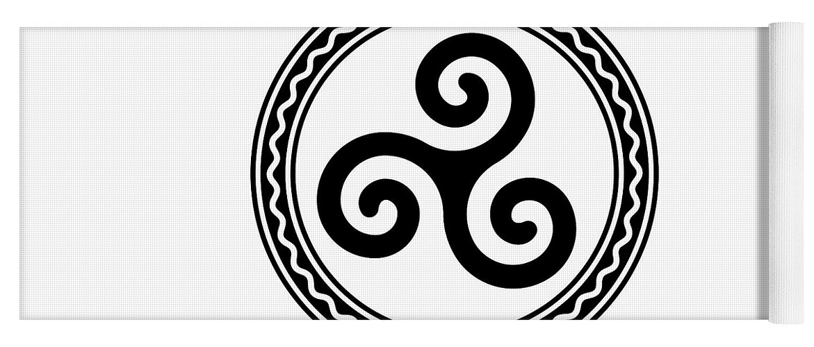 Triskele, triskelion within a circle frame with white wavy line Yoga Mat