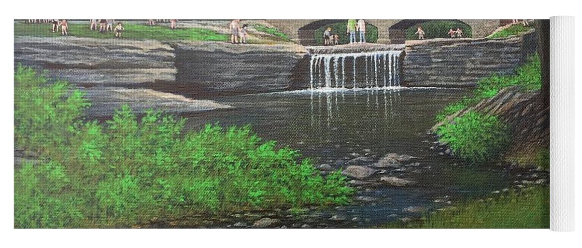 Landscape Yoga Mat featuring the painting Tryst Falls #1 by George Lightfoot
