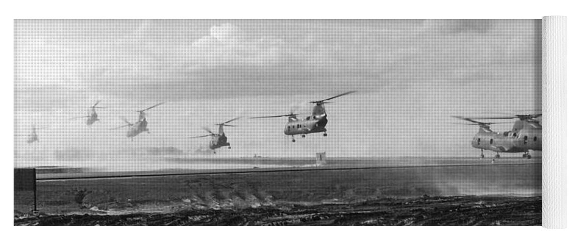 1968 Yoga Mat featuring the photograph Vietnam War Helicopters, 1968 #2 by Mike Servais