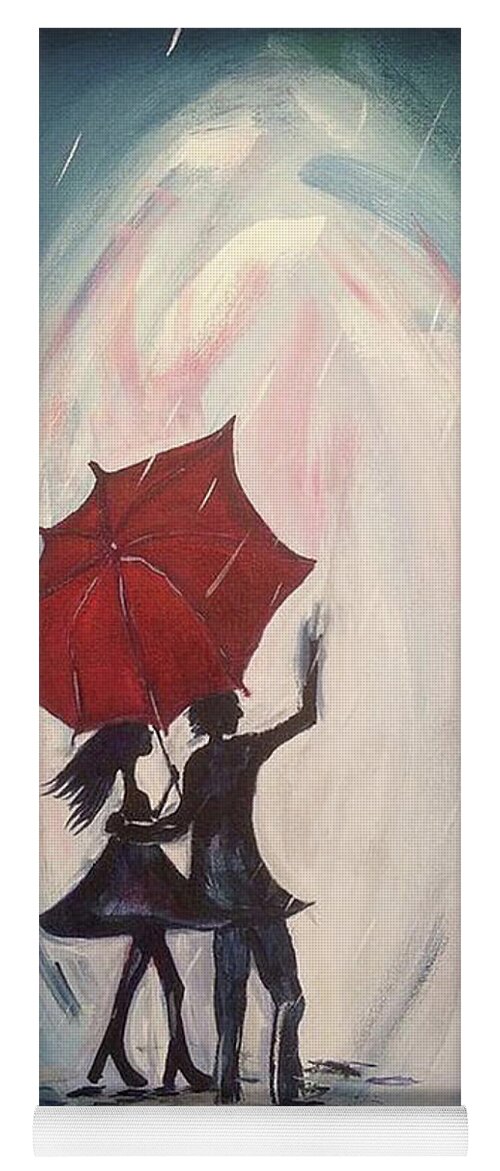 Lovers Yoga Mat featuring the painting Walking in the Rain by Roxy Rich