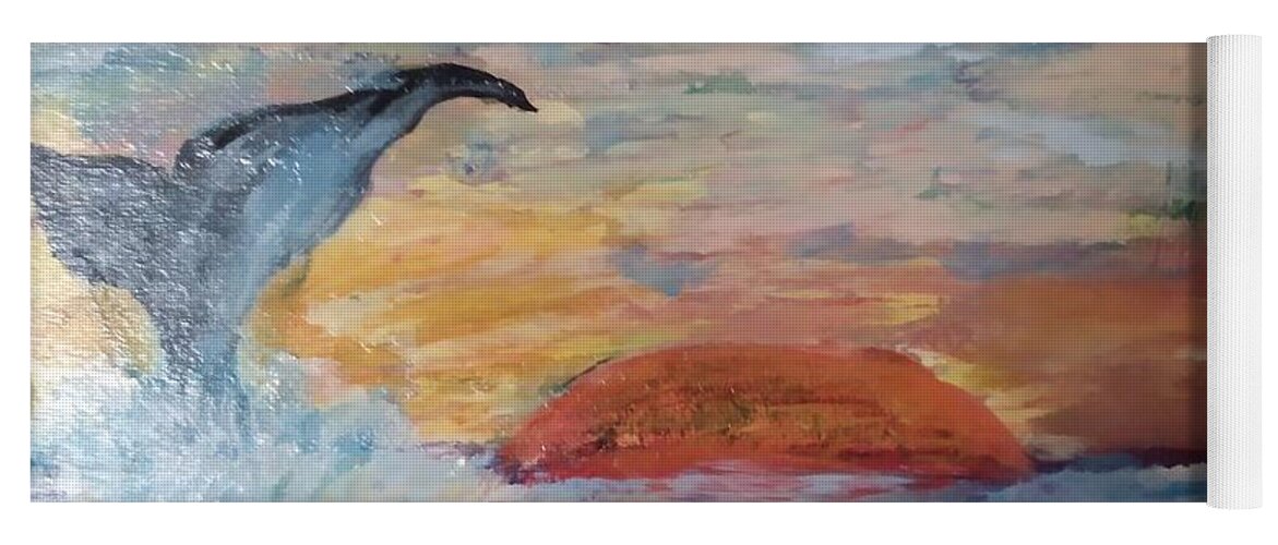 Whale Yoga Mat featuring the painting Whale at Sunset by Suzanne Berthier