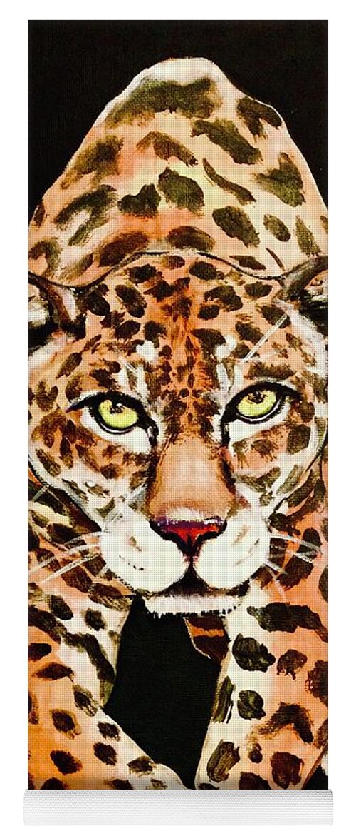 Cat Yoga Mat featuring the painting Wild cat #1 by Lana Sylber