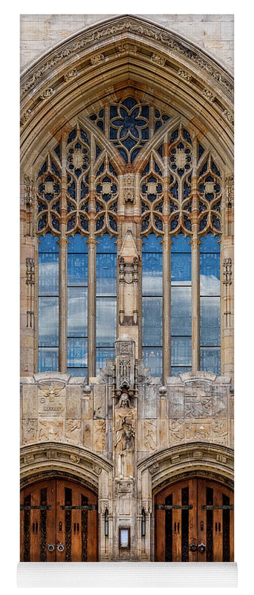 Yale Yoga Mat featuring the photograph Yale University Sterling Library II by Susan Candelario