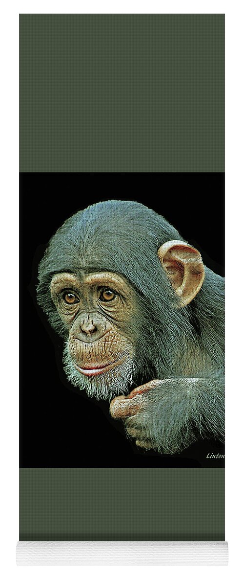 Chimpanzee Yoga Mat featuring the digital art Young Chimpanzee #1 by Larry Linton