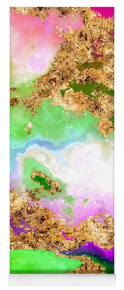 Holyrockarts Yoga Mat featuring the mixed media 100 Starry Nebulas in Space Abstract Digital Painting 010 by Holy Rock Design