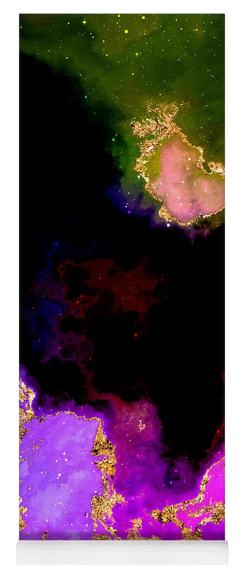 Holyrockarts Yoga Mat featuring the mixed media 100 Starry Nebulas in Space Abstract Digital Painting 022 by Holy Rock Design