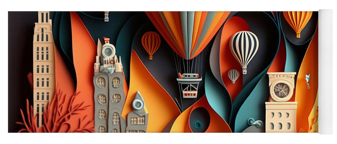 Balloon Races Yoga Mat featuring the digital art Balloon Races by Jay Schankman