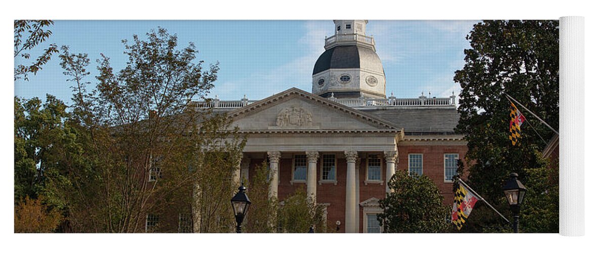 Founding Fathers Yoga Mat featuring the photograph Maryland state capitol building in Annapolis Maryland #16 by Eldon McGraw
