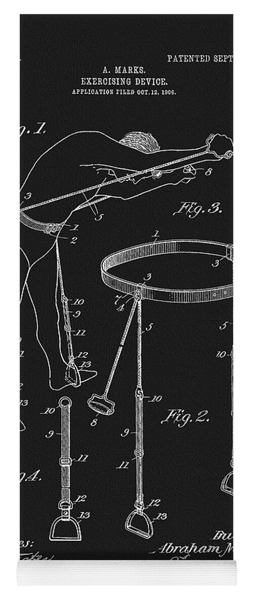 1907 Exercise Machine Patent Yoga Mat featuring the drawing 1907 Exercise Machine Patent by Dan Sproul