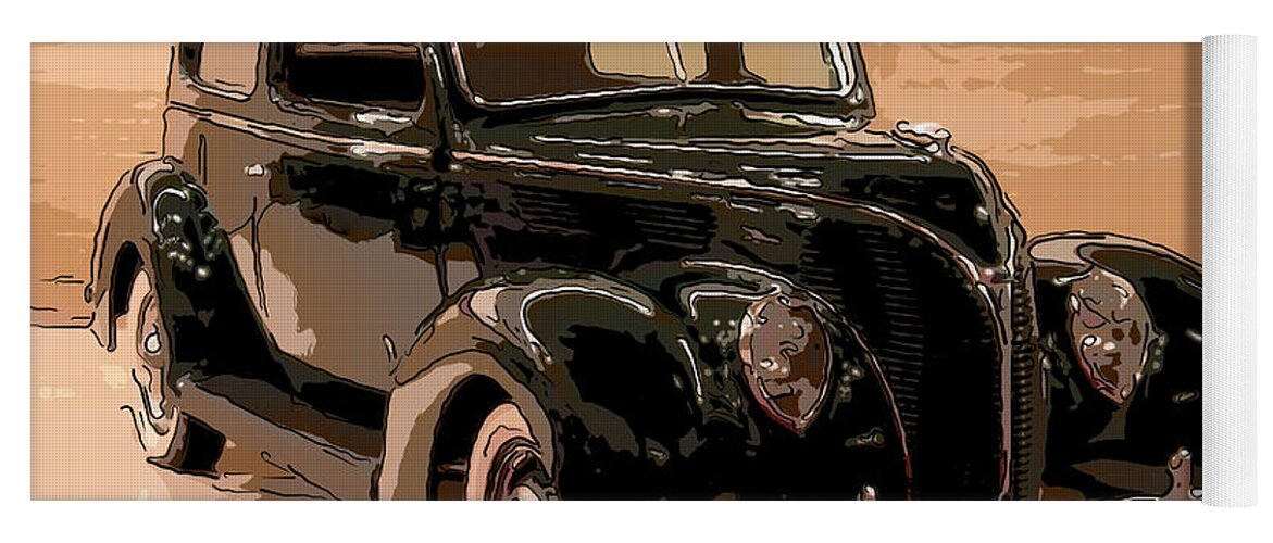 Ford Yoga Mat featuring the drawing 1938 Ford Tudor 2 Dr Digital Drawing by Flees Photos