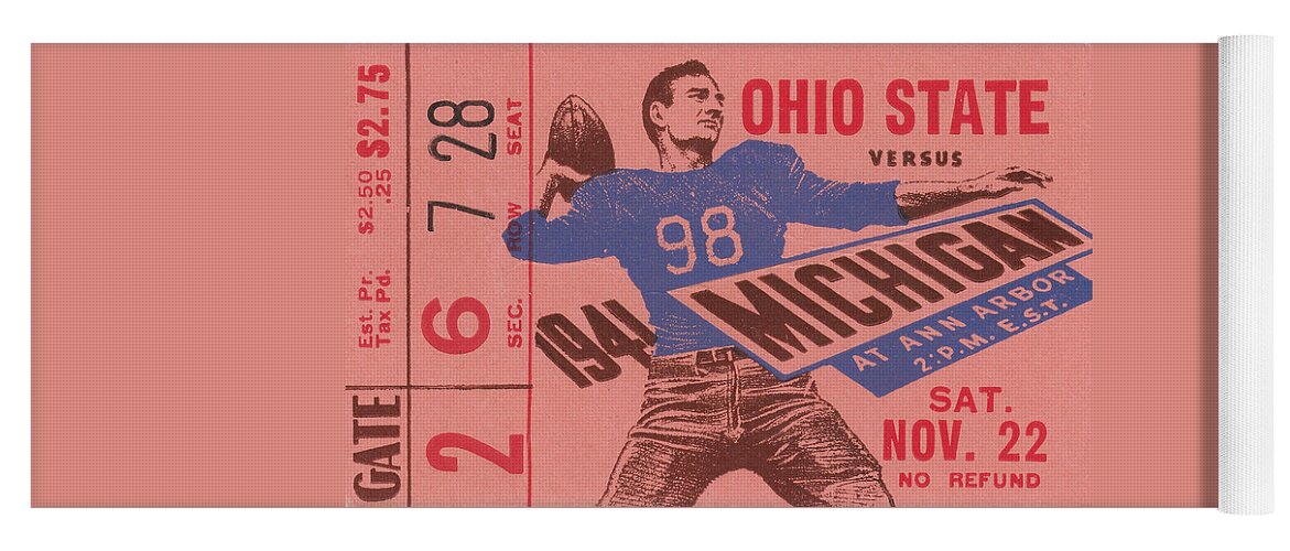 Michigan Yoga Mat featuring the drawing 1941 Ohio State vs. Michigan by Row One Brand