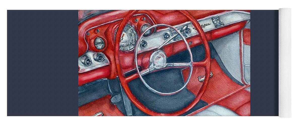 Chevy Bel Air Yoga Mat featuring the painting 1957 Chevy Bel Air by Kelly Mills