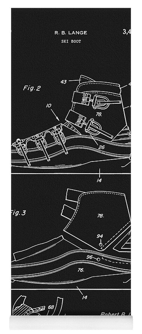 1969 Ski Boot Patent Yoga Mat featuring the drawing 1969 Ski Boot Patent by Dan Sproul