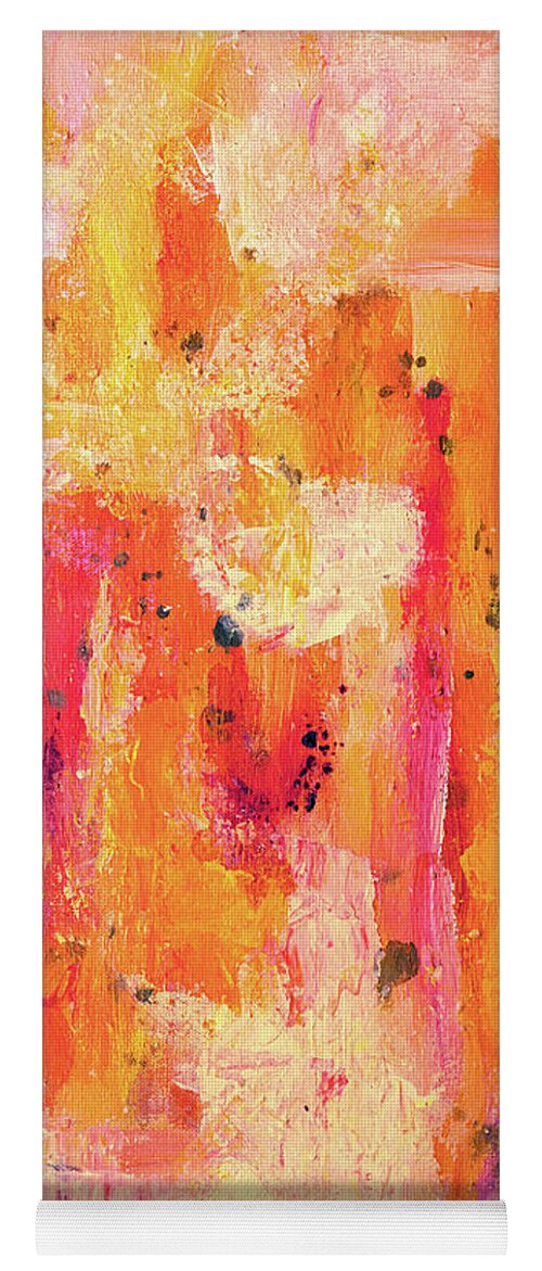 Orange Yoga Mat featuring the painting Abstract 102 #2 by Maria Meester