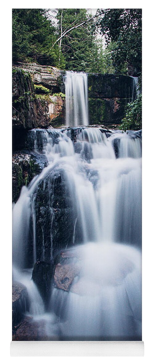 Jizera Mountains Yoga Mat featuring the photograph Cascade of two large waterfalls on the small river Jedlova by Vaclav Sonnek