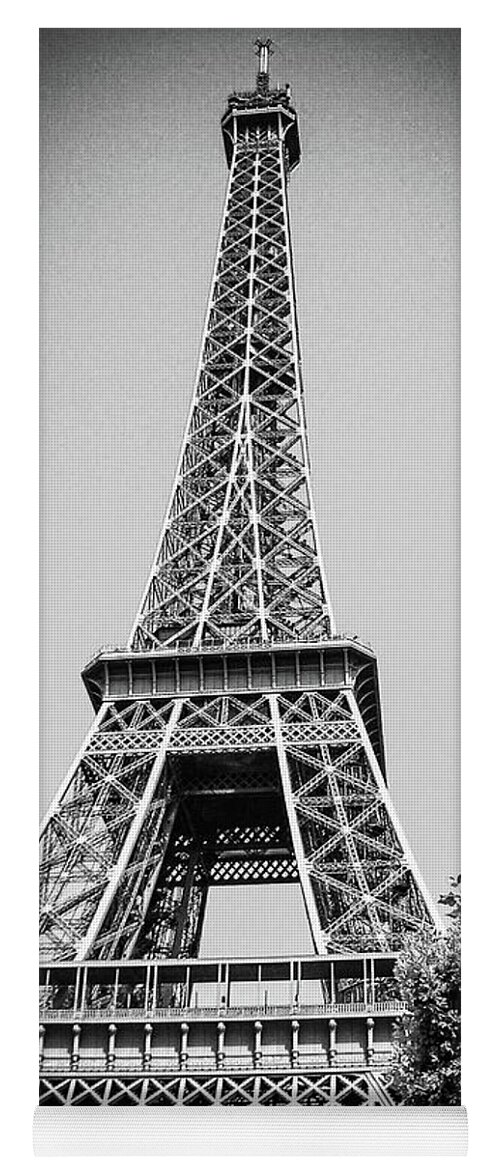 France Yoga Mat featuring the photograph Eiffel Tower in Black and White #2 by Jim Feldman