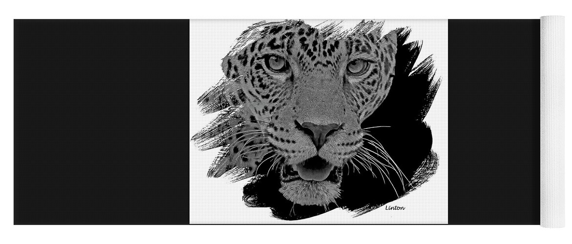 Jaguar Yoga Mat featuring the digital art Jaguar #2 by Larry Linton