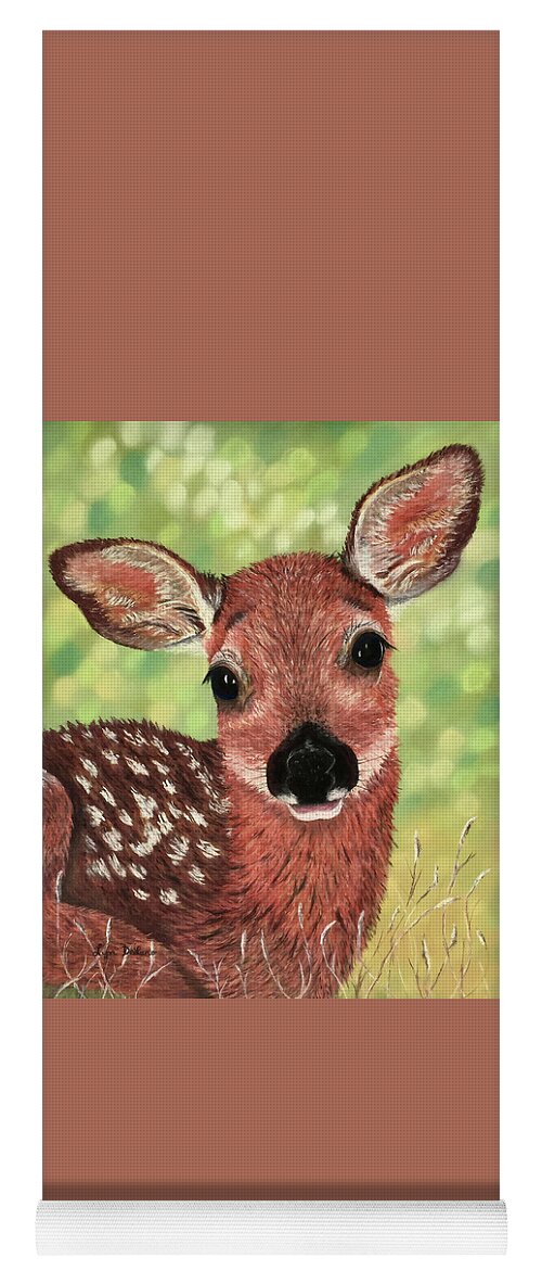 Deer Yoga Mat featuring the pastel Little Fawn #1 by Lyn DeLano
