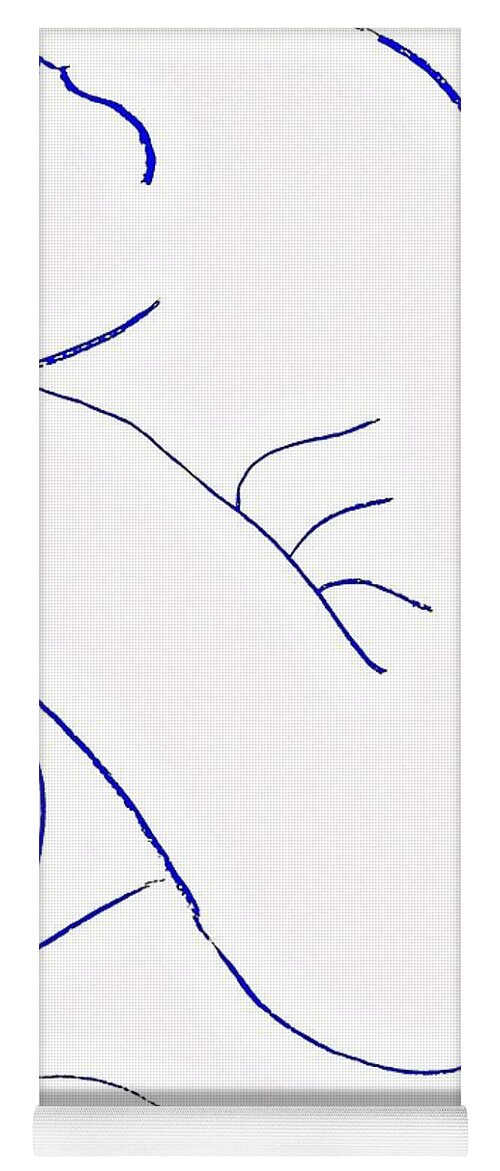 Nude Yoga Mat featuring the drawing NUDE in BLUE #2 by VIVA Anderson