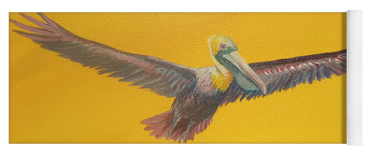  Pelican Yoga Mat featuring the painting 2 Pelicans in Flight by Sonya Allen by Sonya Allen