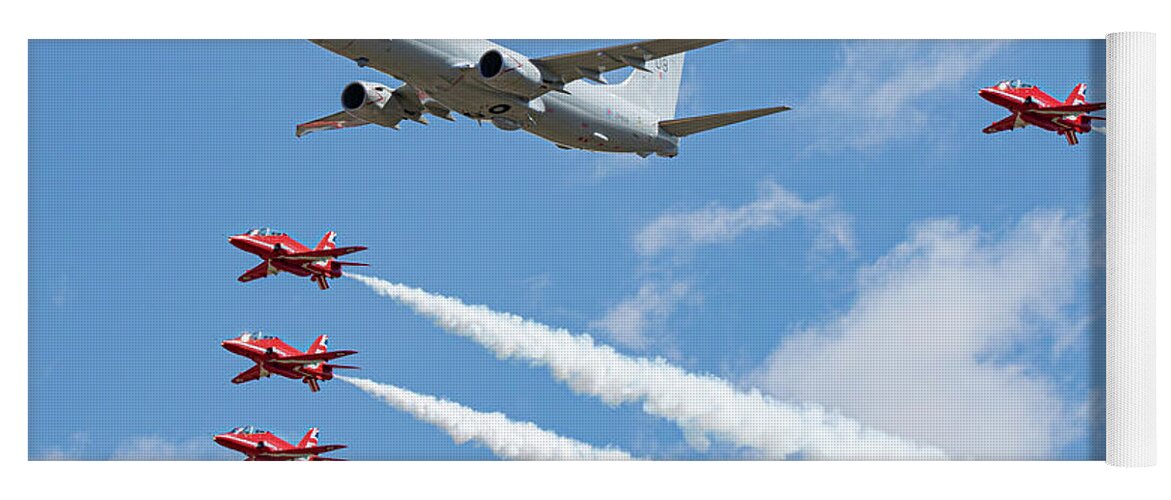 P 8 Poseidon Yoga Mat featuring the photograph Red Arrows and P8 Poseidon #2 by Airpower Art
