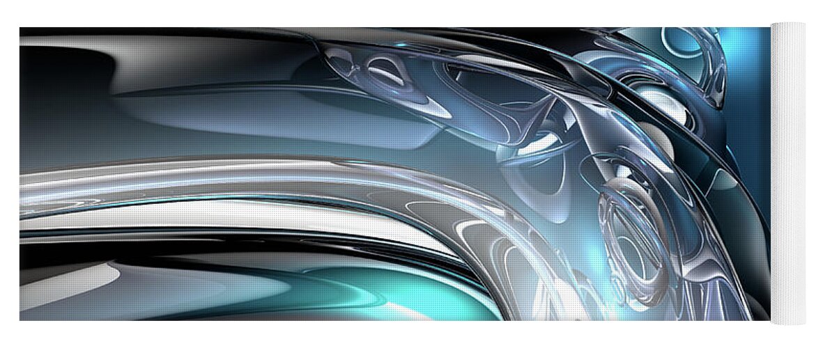 Abstract Yoga Mat featuring the digital art Reflections of Blue by Phil Perkins