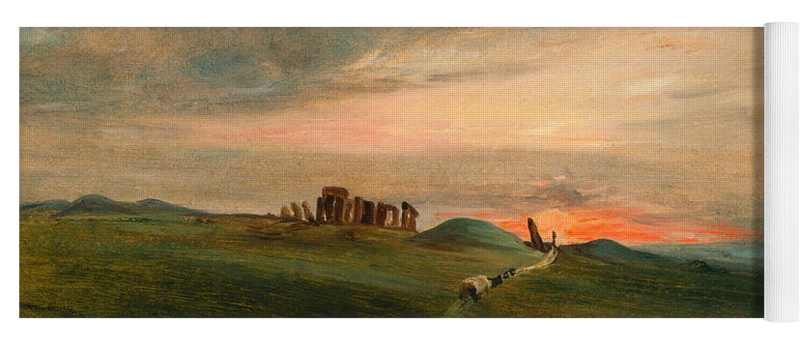 Stonehenge At Sunset Yoga Mat featuring the painting Stonehenge at Sunset #2 by John Constable