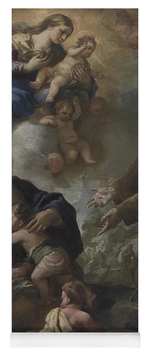Giordano Yoga Mat featuring the painting The Virgin and Child Appearing to Saint Francis of Assisi #2 by Luca Giordano
