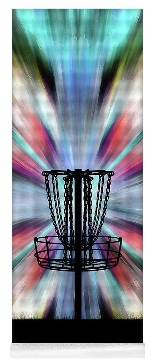 Disc Golf Yoga Mat featuring the digital art Tie Dye Disc Golf Basket by Phil Perkins