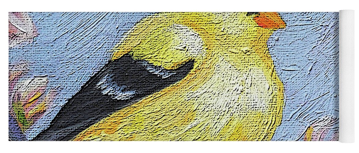 Bird Yoga Mat featuring the painting 24 Goldfinch by Victoria Page