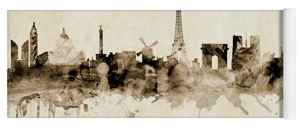 Paris Yoga Mat featuring the digital art Paris France Skyline #27 by Michael Tompsett