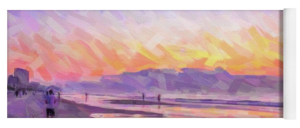 Beach Yoga Mat featuring the painting Beach sunrise #3 by Darrell Foster