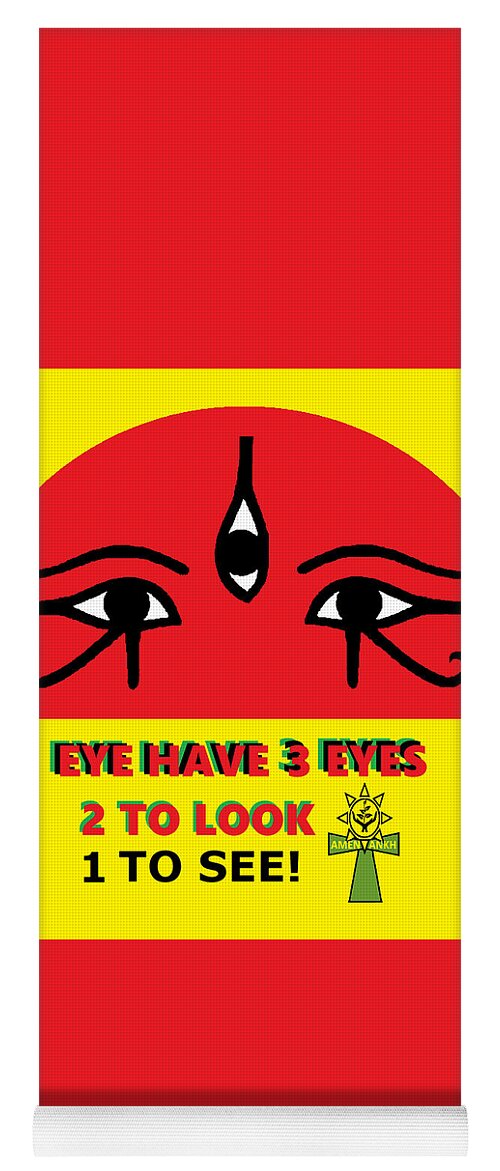3 Eyes Yoga Mat featuring the digital art 3 Eyes by Adenike AmenRa
