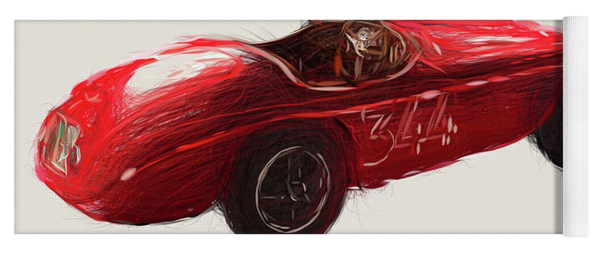 Ferrari Yoga Mat featuring the digital art Ferrari 166 MM Drawing #3 by CarsToon Concept