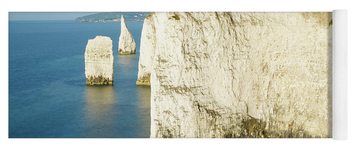 Old Harry Yoga Mat featuring the photograph Morning light at Old Harry Rocks #3 by Ian Middleton