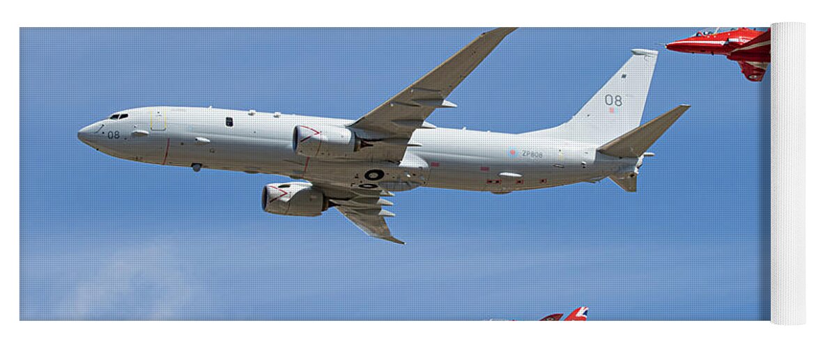 P 8 Poseidon Yoga Mat featuring the photograph Red Arrows and P8 Poseidon #3 by Airpower Art