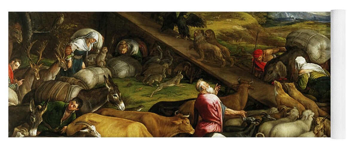Jacopo Bassano Yoga Mat featuring the painting The Animals Entering Noah's Ark by Jacopo Bassano by Mango Art