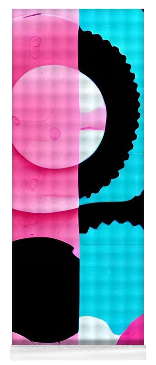 Pink Blue Black Yoga Mat featuring the digital art 3d Circles Contemporary Abstract by Bonnie Bruno