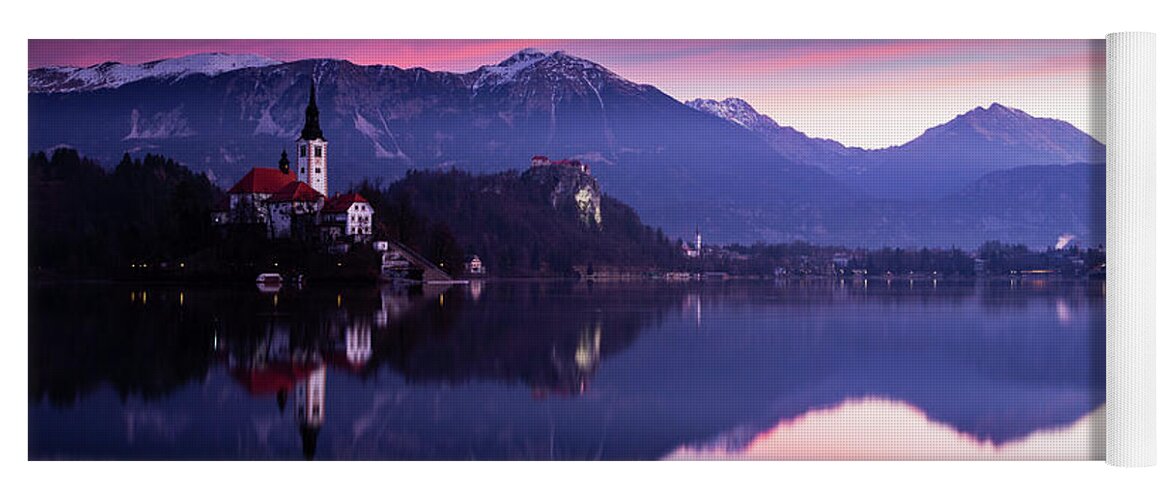 Bled Yoga Mat featuring the photograph Sunrise at Lake Bled #4 by Ian Middleton