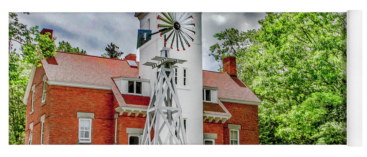 Michigan Yoga Mat featuring the photograph 40 Mile Point Lighthouse by Bill Gallagher