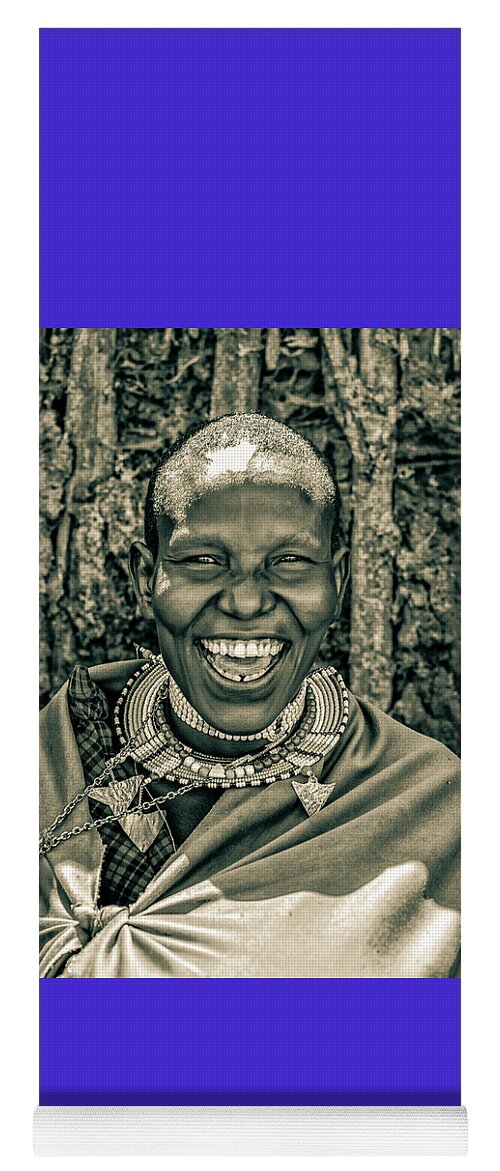 Woman Mother Laughter Of Life Yoga Mat featuring the photograph Portrait Maasai Woman Ngorongoro 4187 by Amyn Nasser