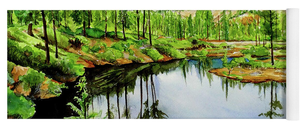 Placer Arts Yoga Mat featuring the painting #439 Reflection #439 by William Lum