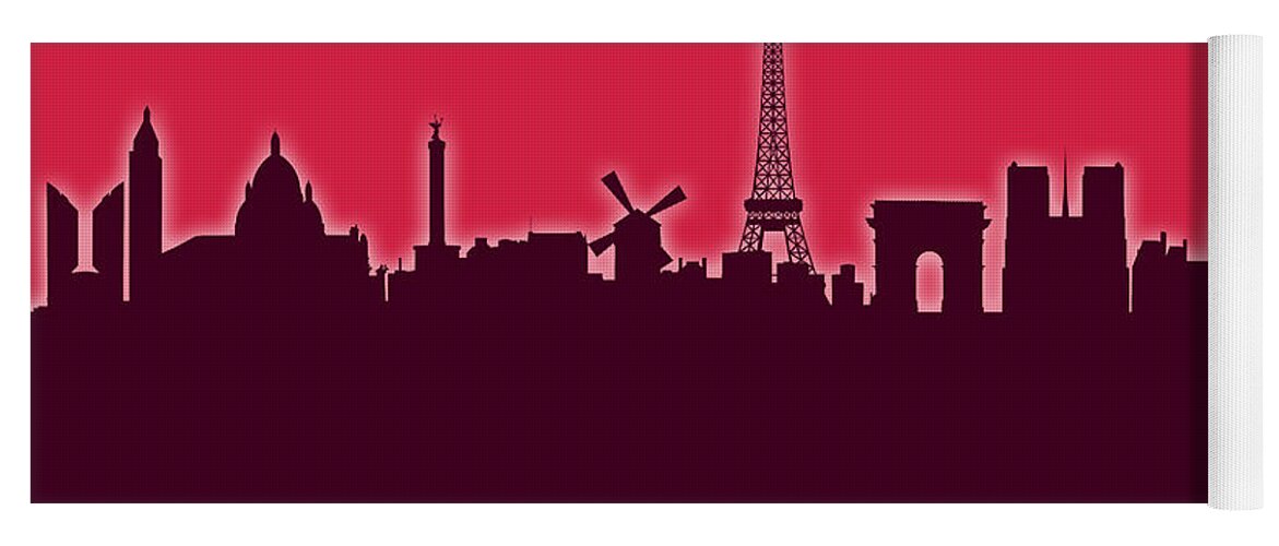 Paris Yoga Mat featuring the digital art Paris France Skyline #47 by Michael Tompsett