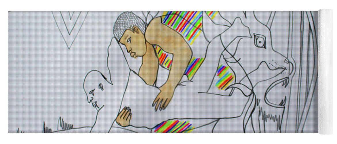 Jesus Yoga Mat featuring the painting Kintu and Nambi #498 by Gloria Ssali