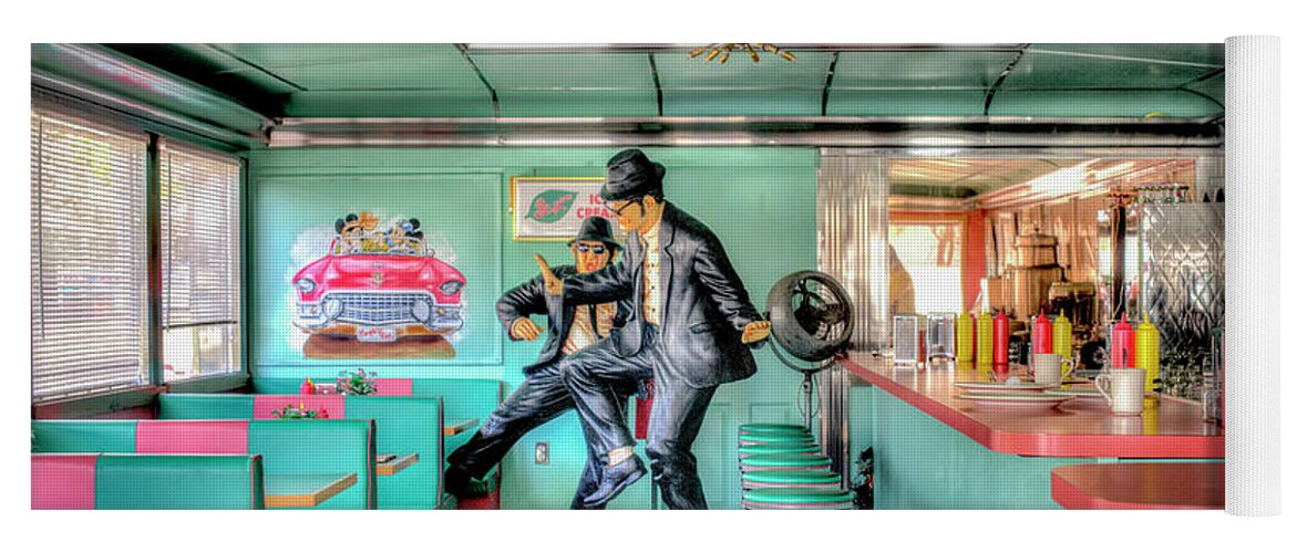 Diner Yoga Mat featuring the photograph 50s Diner With Dancers by Gary Slawsky