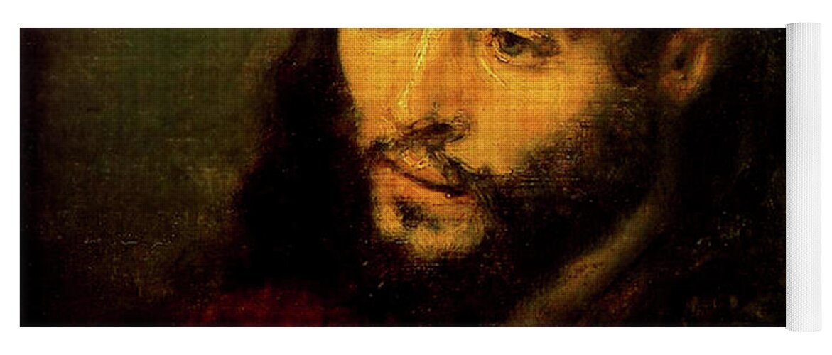 Christ Yoga Mat featuring the painting Head of Christ by Rembrandt van Rijn