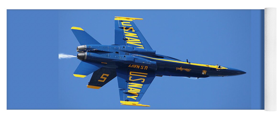 Blue Angels Yoga Mat featuring the photograph Blue Angels Solo Inverted by Custom Aviation Art
