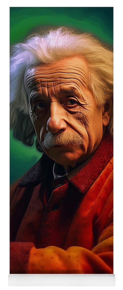 Albert Einstein Surreal Cinematic Minimalistic Art Yoga Mat featuring the painting Albert einstein Surreal Cinematic Minimalistic  by Asar Studios #7 by Celestial Images