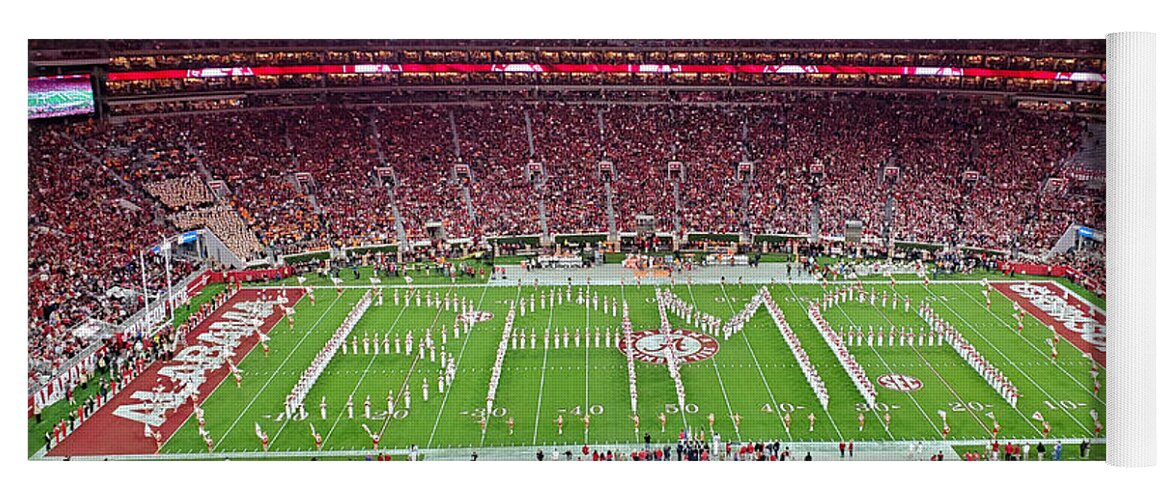 Gameday Yoga Mat featuring the photograph Night Panorama Bryant-Denny Stadium by Kenny Glover