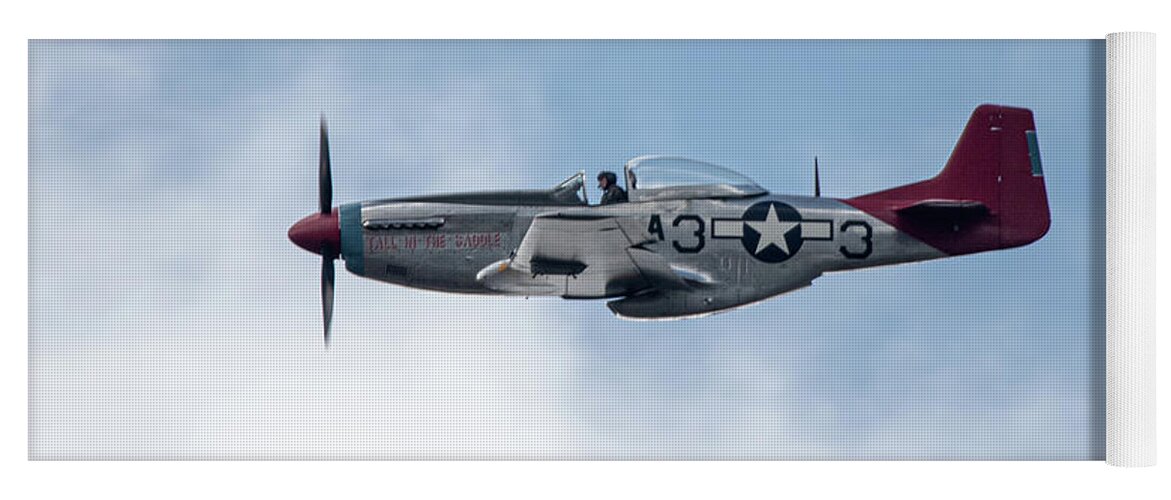 P51 Mustang Yoga Mat featuring the photograph P51 Mustang Tall In The Saddle by Airpower Art